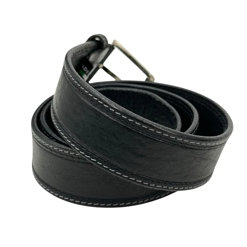 Bronzino Leather Buckle Belt Men's 38 Black Italy Luxe Polished Office Classic